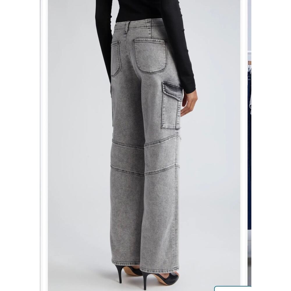 L’agence Brooklyn High Waist Wide Leg Cargo Utility Jeans Gray Women Size 27 - Picture 2 of 11
